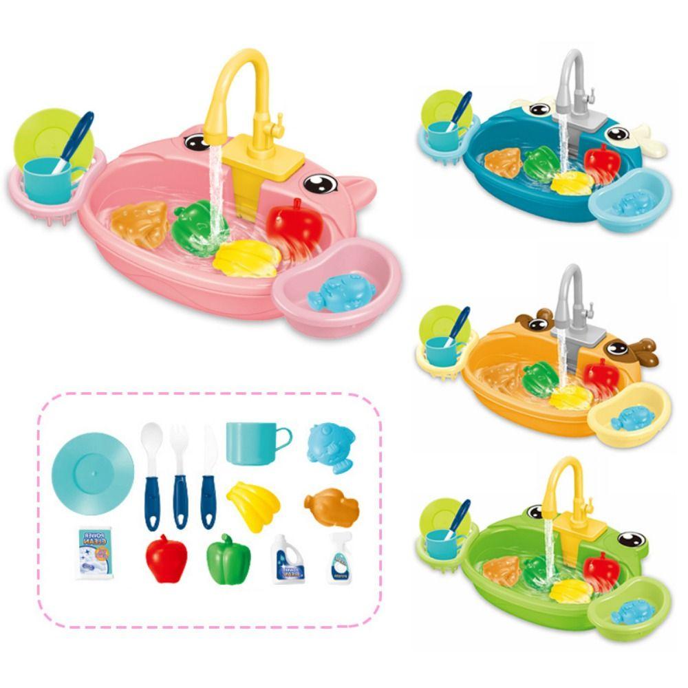 Platic Simulation Kitchen Sink Set Circulating Water Montessori Game Toy Kids Toy
