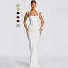 2025 European-American Style Sexy Backless Deep V Halter Evening Gown with Pleats