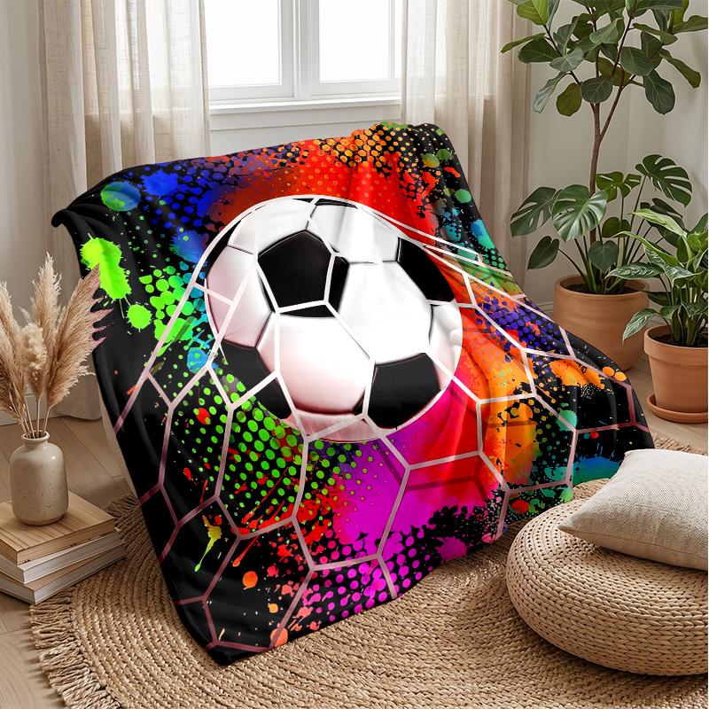 Soccer Ball and Cleats Art Theme blanket Lightweight Warm Flannel Blanket Decorative Throw Blanket for Home Decoration