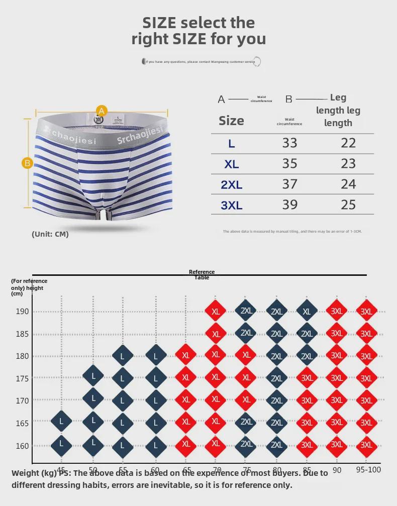 Men's Striped Cotton Boxer Briefs - Low Waist, Sexy & Sporty