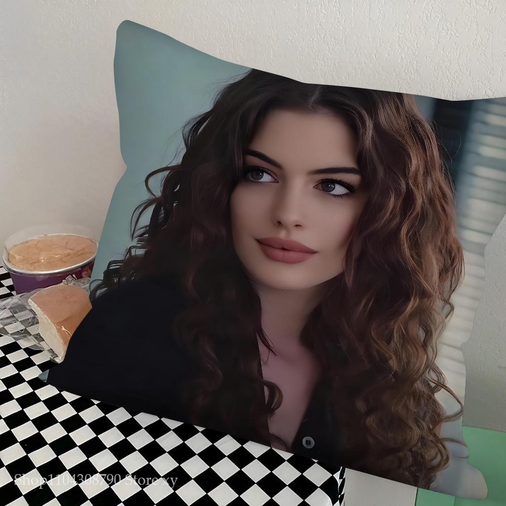 Anne Hathaway Pillow Case Square Pillow Bedroom Sofa Leisure Comfort Cushion Car Living Room Home Decoration