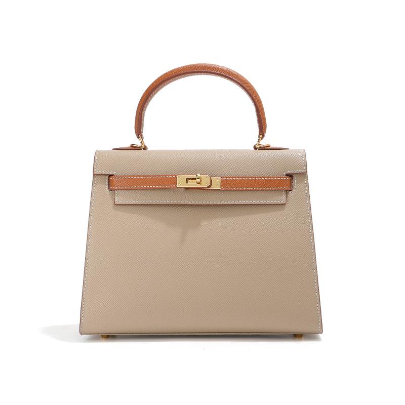 A new type of genuine leather women's handbag with a single-shoulder design, featuring a high-end hand-stitched texture and cowhide color