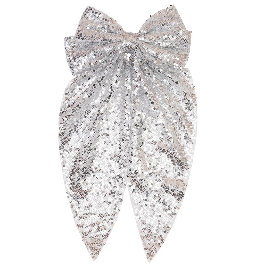 1pc Sequin Bow Headband with Ribbon for Women; Fashionable High Ponytail Hair Accessory; Hair Clip for the Back of the Head