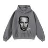 Mens Oversized Cotton Hoodie Streetwear Loose Fit Heavyweight Sweatshirt With Distressed Wash Effect