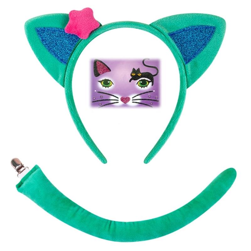 

Костюм кошки Набор Уши Хвост Бантик Пачка Юбка Животное Необычный Костюм Комплект Аксессуары Дети Девочки Хэллоуин Косплеи Реквизит