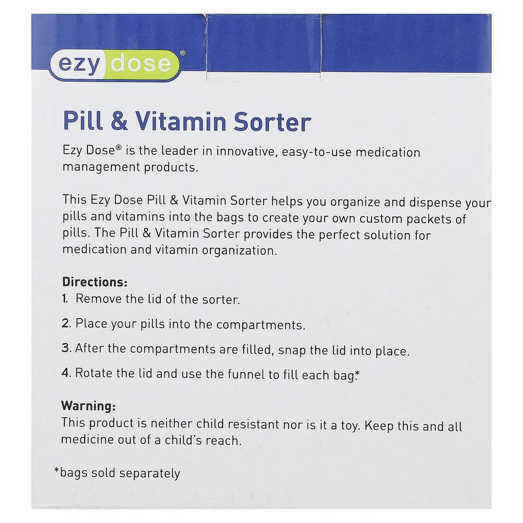 Pill & Vitamin Sorter, 1 pc