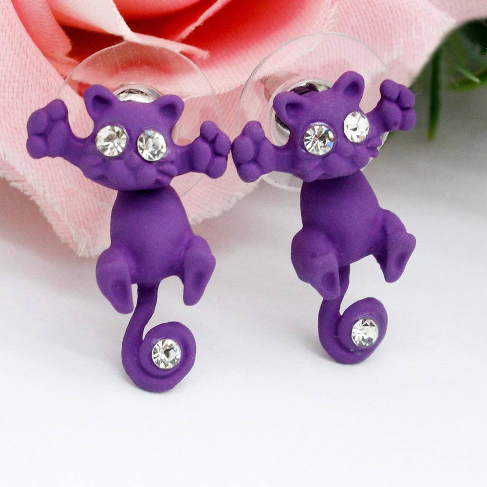 1 Paar Mode Mehrere Farben Klassische Mode Kätzchen Tier Schmuck Niedliche Katze Ohrstecker für Frauen