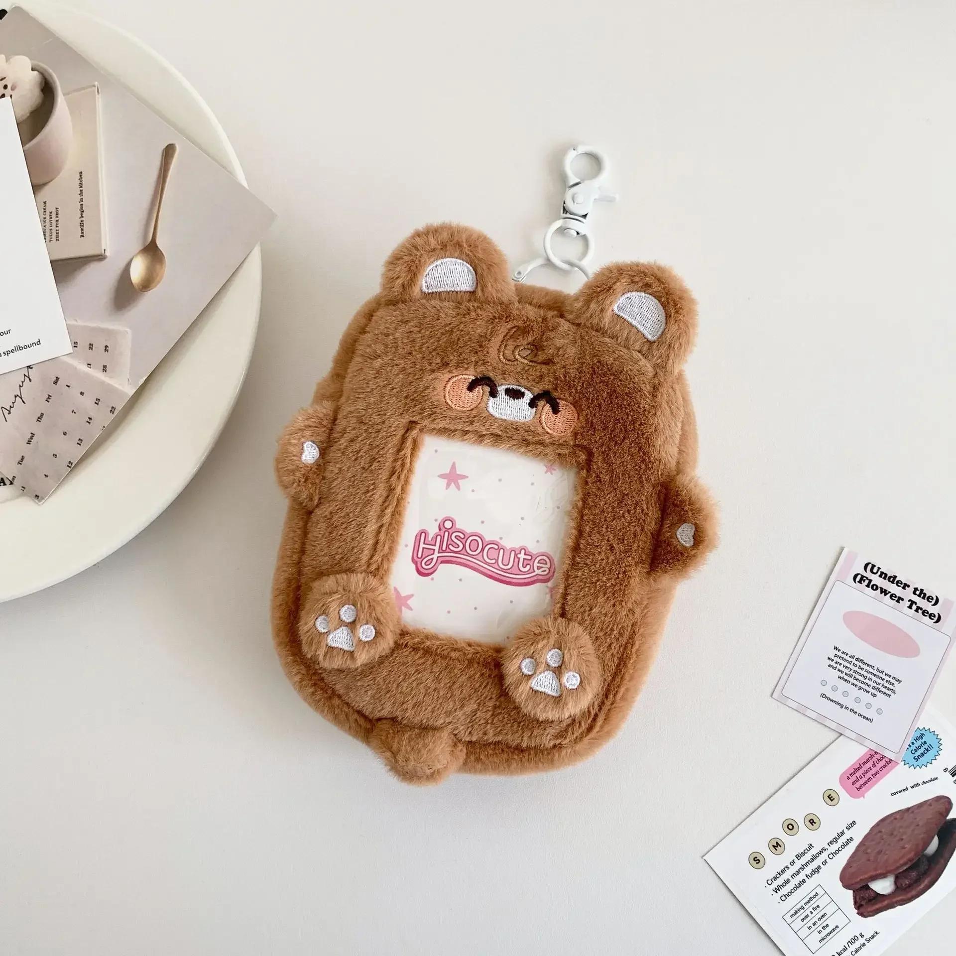 

1 шт. Милый мультяшный держатель для карт Kpop Phptocard, корейская сумка для хранения наушников и помады, портативный брелок для ключей, органайзер для канцелярских принадлежностей коричневый