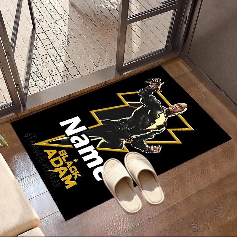 Custom Name Personalized Black Adam Print Carpet, Versatile Home Decor Rug, for Playroom, Apartment, Balcony, Entryway, Hallway Gift