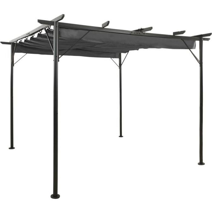 Pergola - VIDAXL - Toit rétractable - Acier enduit de poudre - 3x3 m - Anthracite