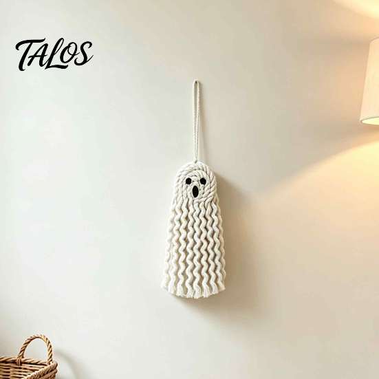 Living Room Wall Accents Handmade Cotton Rope Ghost Hanging Ornament for Halloween, Indoor Outdoor Halloween Pendent Front Door Window Yard