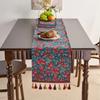 Chinese Style Vintage Tassel Table Runner Jacquard Living Room Bed Tail Coffee Dining Table Decoration Accessories Rustic Decor