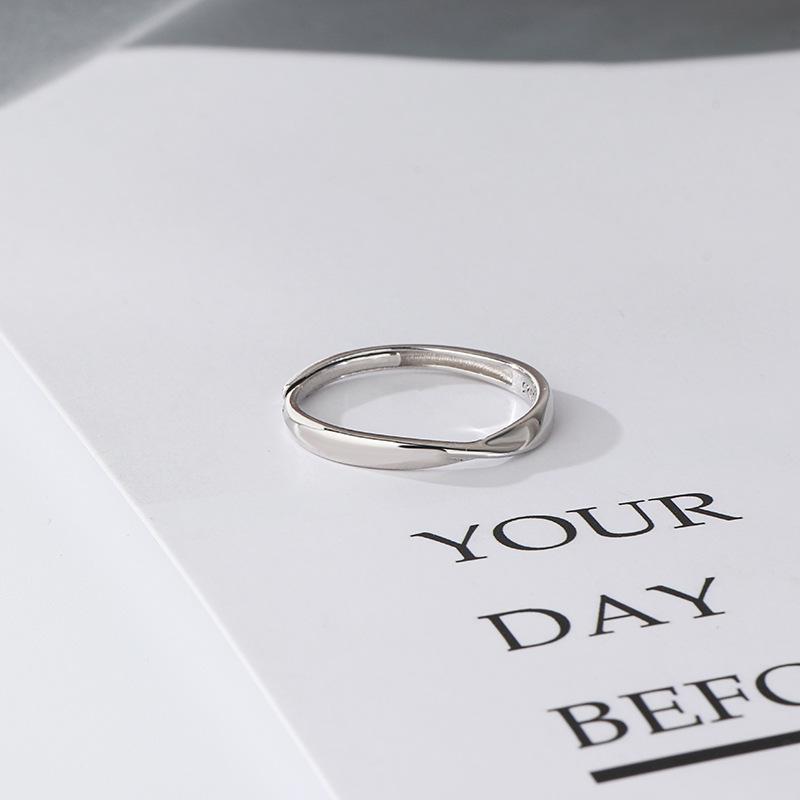 S925 Sterling Silver Möbius Strip Couple Rings: Unisex Open Design