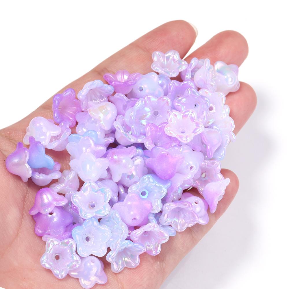 100pcs 6x12mm Flower Acrylic Beads Colorful Bell Orchid Flower Loose Beads For Jewelry Making DIY Bracelets Earrings Accessories