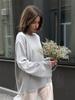 Women Backless Loose Knit Sweater Solid Color Oversized Pullover