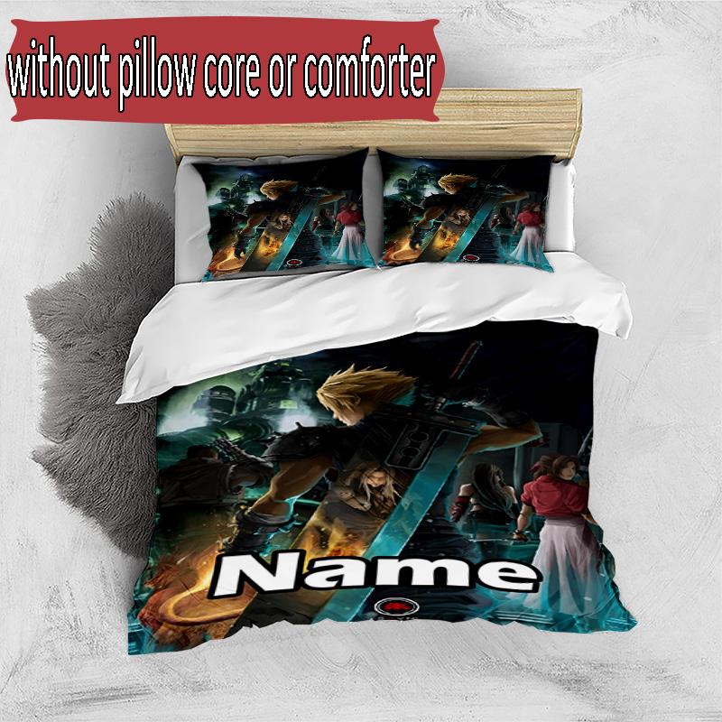 3pcs Duvet Cover Set (1*Duvet Cover + 2*Pillowcase, Without Core), Custom Name Final Fantasy Pattern Bedding Set, Home Bedroom Decor Gift