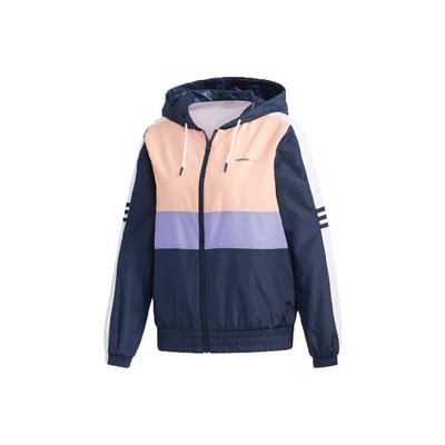 Neo Color Block Casual Hooded Jacket Women Jacket Navy-Blue FK9954