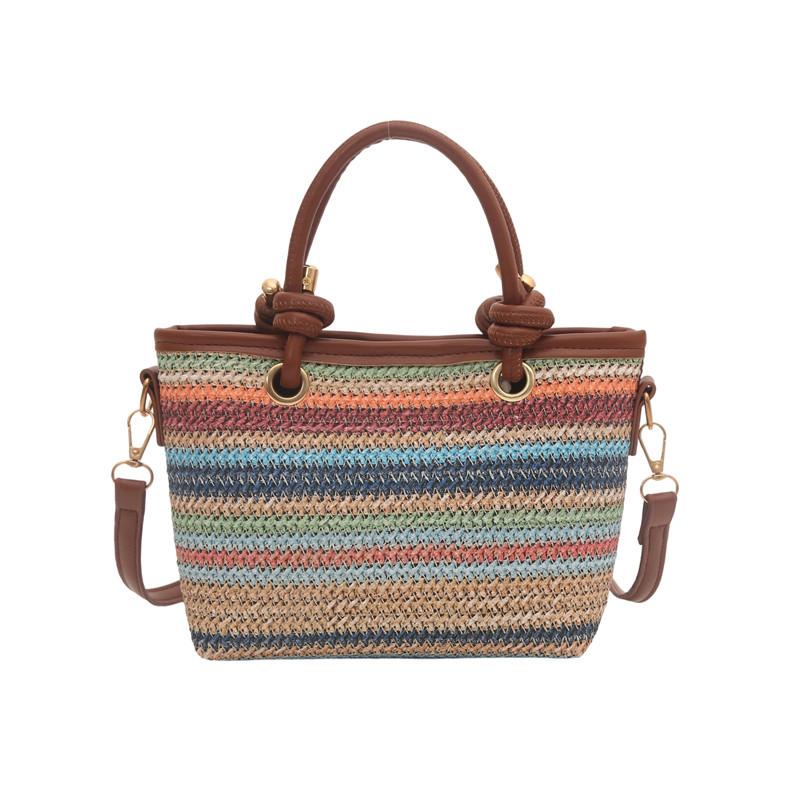Summer woven bag women's new large-capacity vacation beach bag commuter tote bag women's shoulder messenger bag