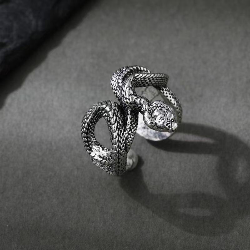Unisex Retro Snake Ring - Personalized Fashion, National Trend, Open-ended Design, Punk Style, Spirit Snake Index Finger Ring