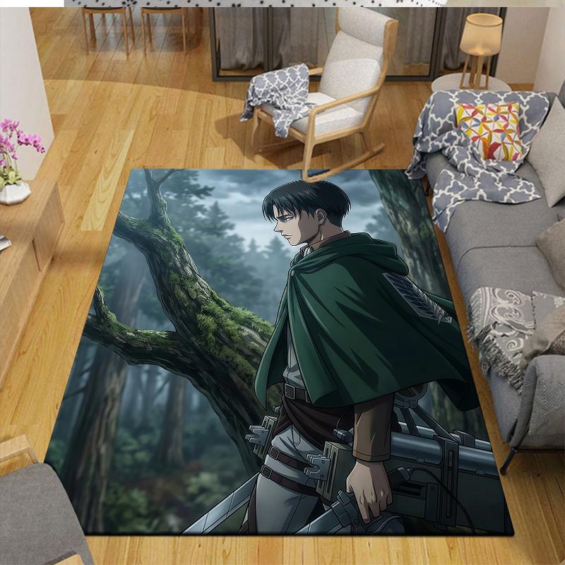 Levi Ackerman Home Sofa Decoration for Living Room & Bedroom, Non‑Slip Play Flannel Floor Mat for Game Room