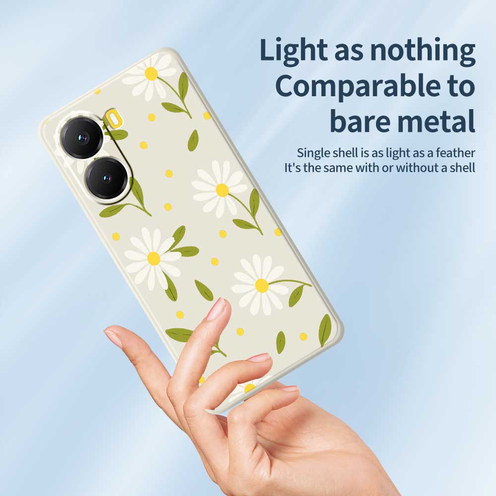 For Xiaomi Redmi Turbo 4 5G/Poco X7 Pro 5G Case White Flowers Green Leaves Pattern Printing Straight Edge TPU Phone Back Cover