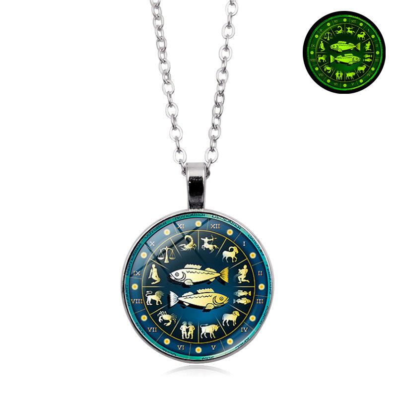 12 Constellations Luminous Female Versatile Twelve Constellations Time Retro Jewelry Pendant Necklace
