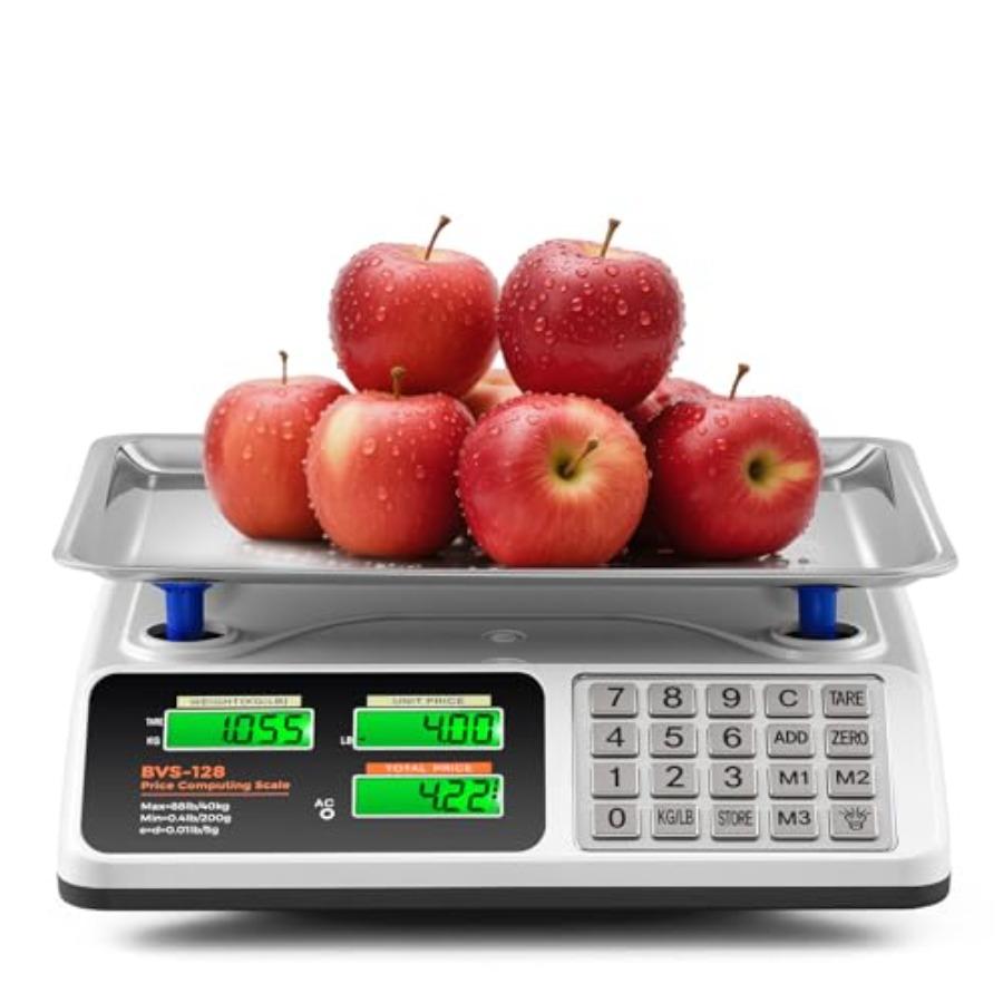 

Price Computing Scale 88lb/40kg Commercial Food Scale with Stainless Steel Platform Keys Dual LCD Display Backlight for Meat Pr United States