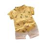 "Korean Style Children's Summer Outfit: Boys’ Dinosaur Cartoon Short Sleeve Shirt & Shorts Set"