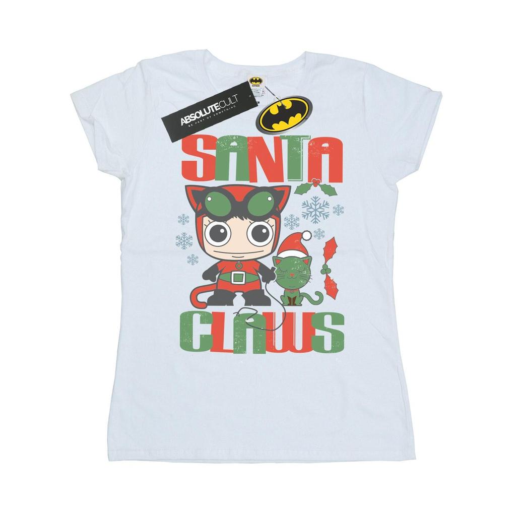 DC Comics Womens/Ladies Chibi Catwoman Santa Claws Cotton T-Shirt