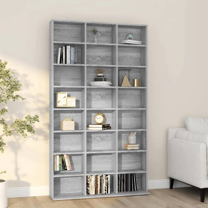 VidaXL CD Cabinet Sonoma Grey 102x23x177.5 Cm Engineered Wood 815091