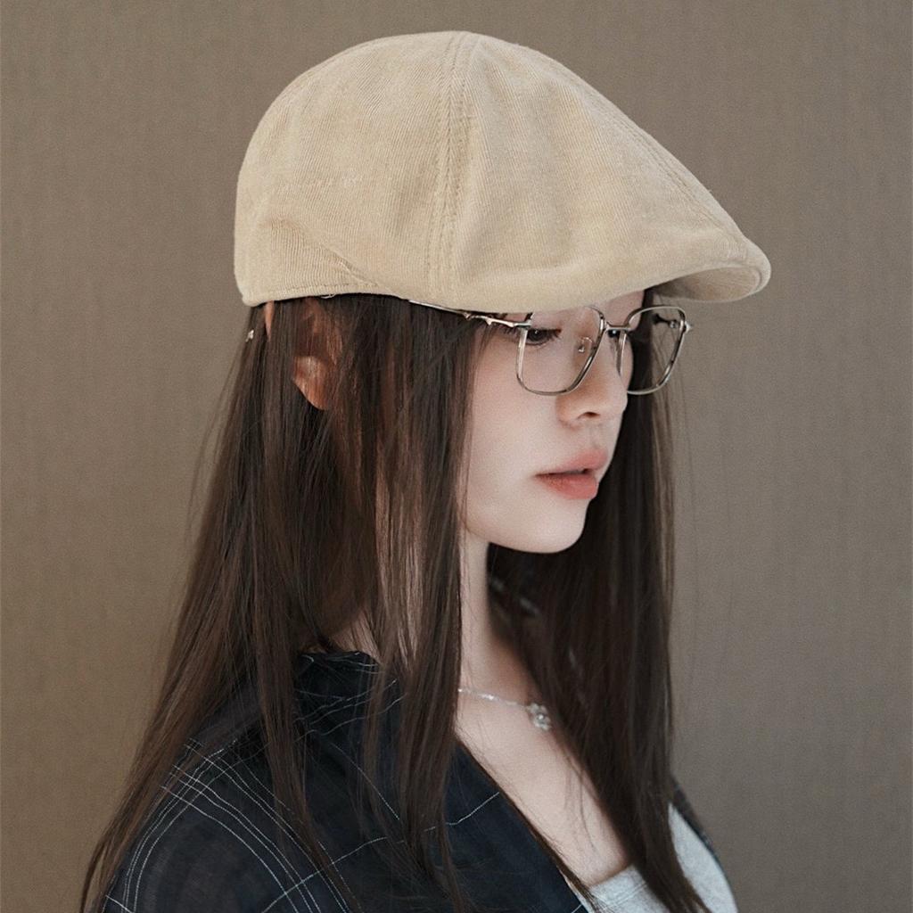 Koreanische Version Herbst Neue Baskenmütze Retro Kordhut Schirmmütze Damen Literarische Schiebermütze Malermütze Trendy