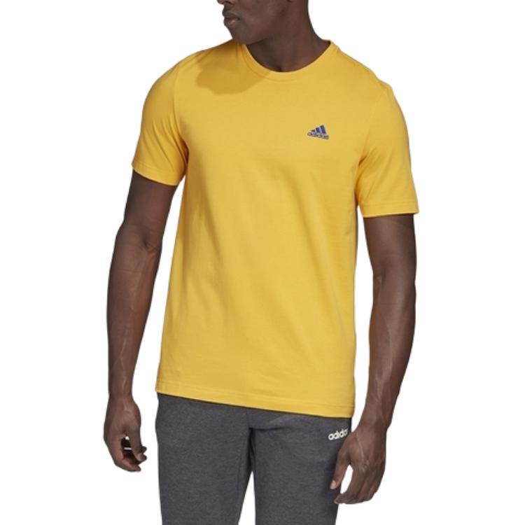 adidas T Shirts Men's Yellow Crew Neck Moderate GL2220
