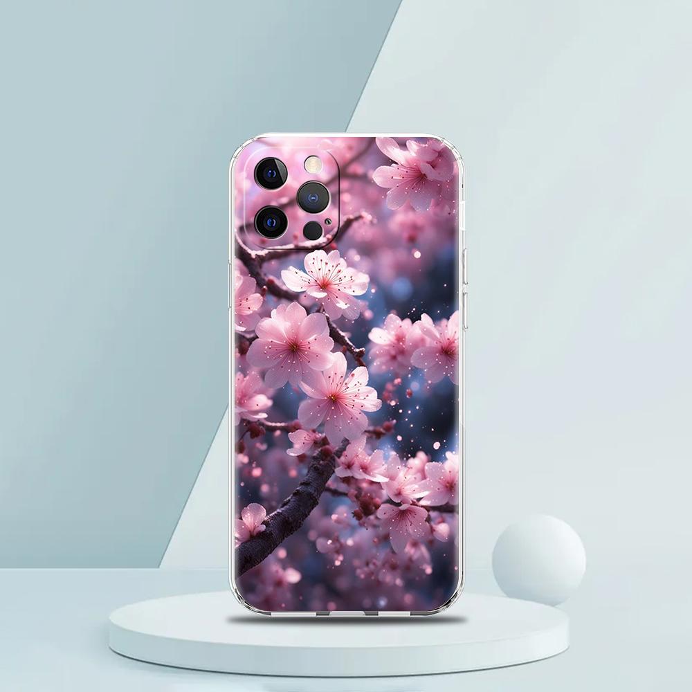 

Чехол для телефона с цветами сливы для iPhone 16 15 14 13 12 Pro Max Прозрачный Мягкий для iPhone 11 Pro Max 7 8 Plus XS XR Мягкий Чехол Сумки iPhone 14 Pro