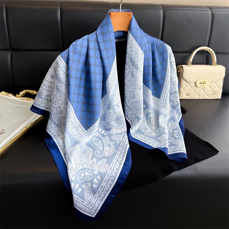 European retro knot simulation silk high-end large square scarf silk scarf printed shawl scarf sunscreen scarf headscarf scarf