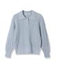 AVANDRESS Lumpy Collar Button Knit Blue