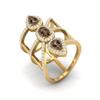 2.7 Ct Pear Smoky Quartz 925 Sterling Silver Gold Vermeil Vertical Long Finger Women Wedding Ring