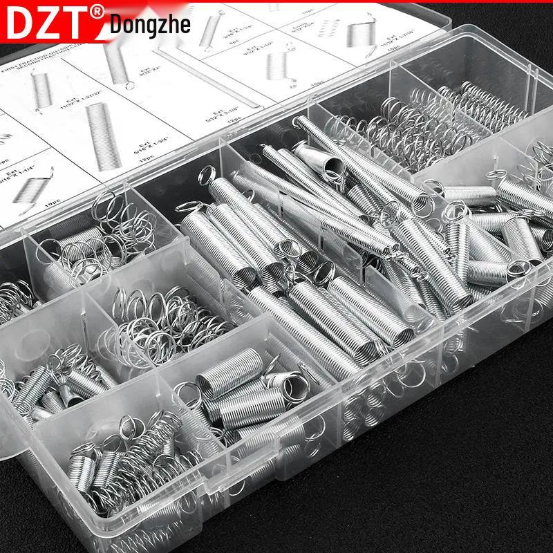 200 PCS Assorted Spring Set: Cylindrical Tension & Compression Springs with Hooks, Boxed