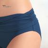 Damskie majtki od bikini ze średnim stanem, pełne pokrycie, marszczone, tankini, majtki do kostiumu kąpielowego, modelujące brzuch, majtki do kostiumu kąpielowego