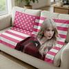 Music Icon Style Wall Tapestry Pink Stars Stripes Flat Print Aesthetic Room Decor For Living Room Party Dorm Backdrop