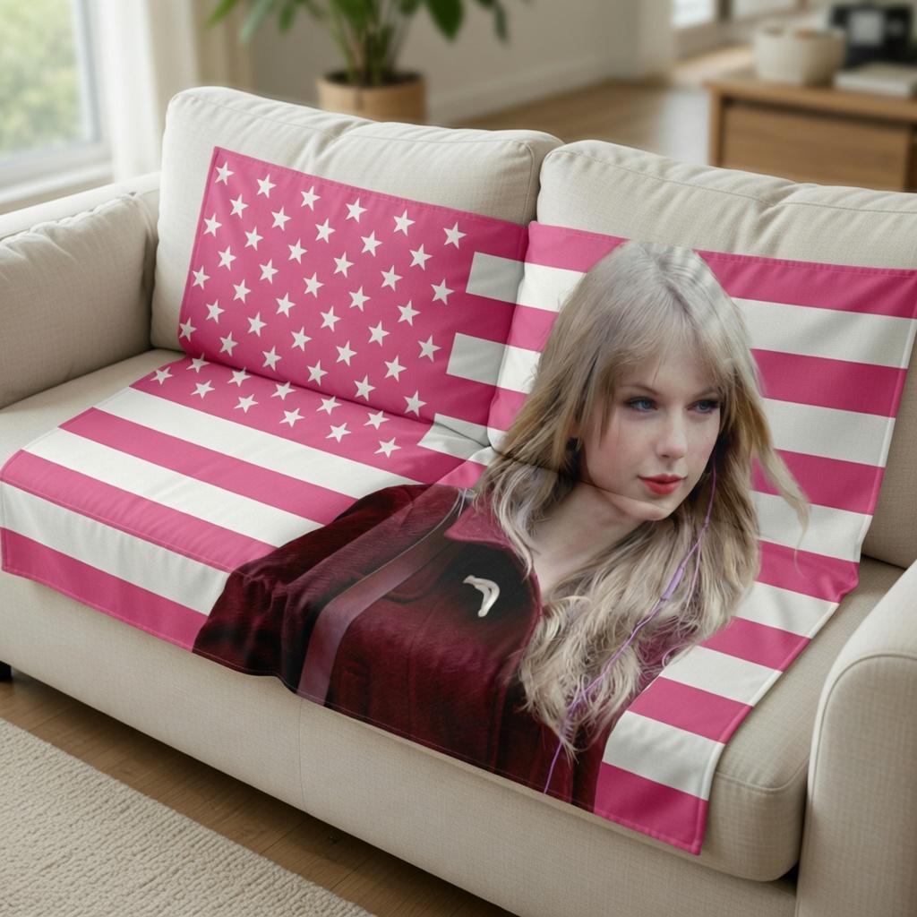 Music Icon Style Wall Tapestry Pink Stars Stripes Flat Print Aesthetic Room Decor For Living Room Party Dorm Backdrop