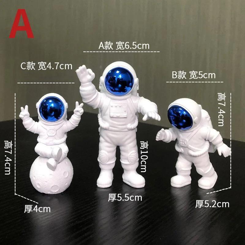 3Pcs/set Astronaut Figure Statue Figurine Spaceman Sculpture Educational Toy Desktop Home Decoration Model for Kids Gift
