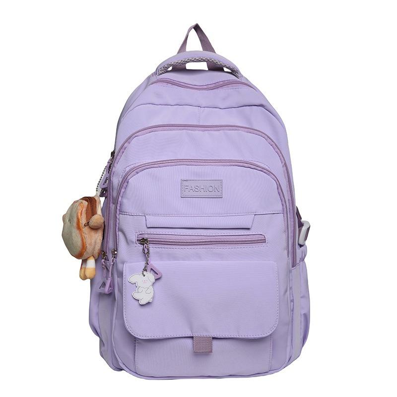 School bag simple large capacity solid color backpack female, junior high school student high school student college student campus wind backpack