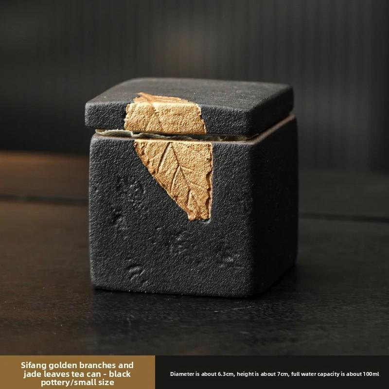 

Ceramic Tea Jar Square Sealed Jars Household Tea Storage Jars Vintage Awakening Tea Jar Box Moisture-proof Teas Compartment