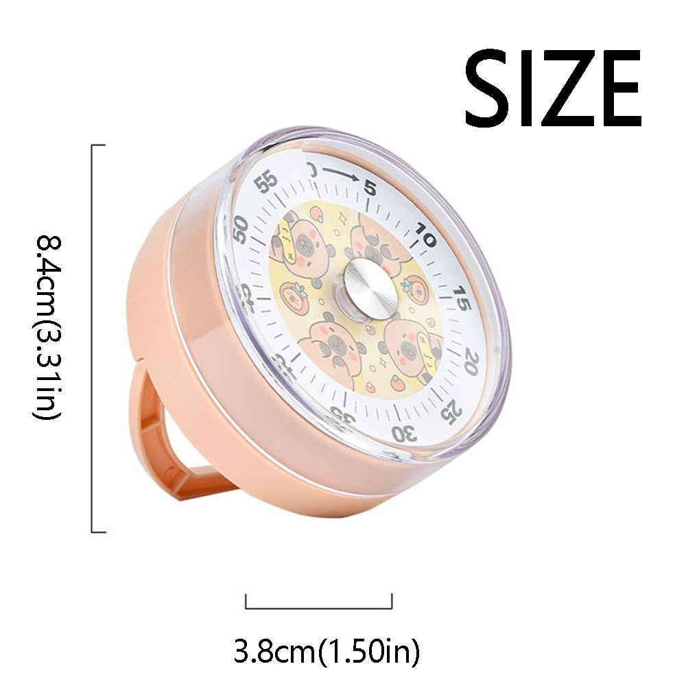 Silent Operation Mechanical Manual Digital Timer Magnetic Base Mechanical Timer Cartoon Capybara Countdown Timer Round Portable