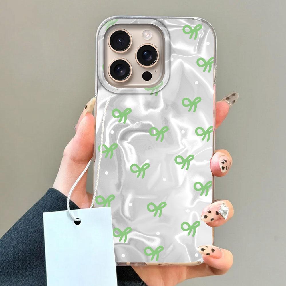 Circular Dots Black Bow Women Girls Water Texture Phone Case for iphone 16 15 14 7 8 Plus 13 11 12 Pro Max X XS XR SE2022 Cover