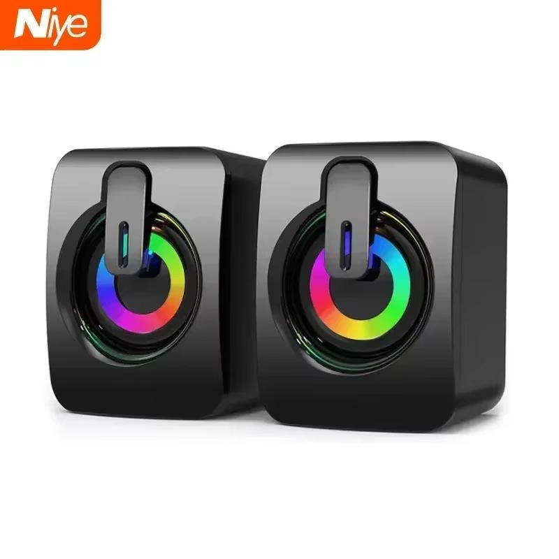 Niye For Computer Speakers PC Sound Box HIFI Stereo with LED Light Microphone USB Wired Desktop Gaming Wholesale Subwoofer Audio