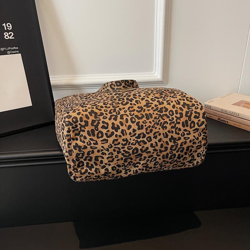 Borsa Tote Double-Face Stampa Leopardo Borsa a Spalla da Donna Borsa di Grande Capacità