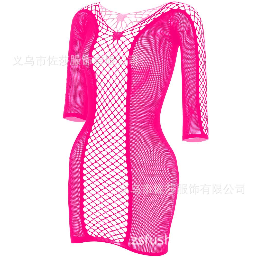 Sex Underwear New Short Skirt Hip Skirt Mesh Coat Hollow Sexy Temptation Sexy Long Sleeves