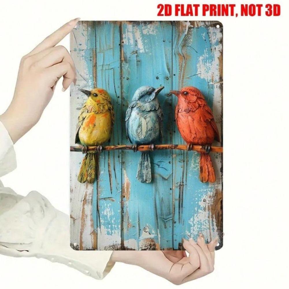 Vintage Birds Wall Decor Metal Art Rustic Living Room Hanging Decor