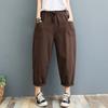 Cotton Linen Pants Women Autumn Summer Large Size Solid Color Harem Pants Elastic Waist Loose Casual Woman's Linen Trousers